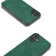 For iPhone 16 Black Frame PU Leather Full Coverage Phone Case(Green)