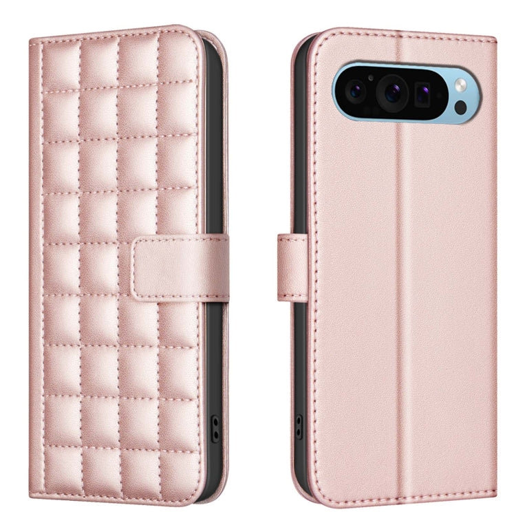 For Google Pixel 9 Pro Square Texture Leather Phone Case(Rose Gold) - Google Cases by PMC TechLife | Online Shopping South Africa | PMC TechLife | Buy Now Pay Later Mobicred