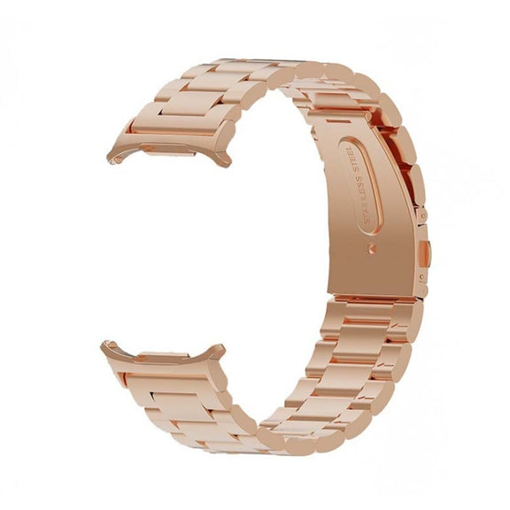 For Samsung Galaxy Watch Ultra 47mm Three Beads Steel Watch Band(Rose Gold)