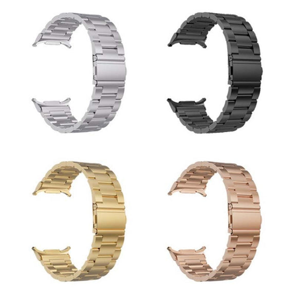 For Samsung Galaxy Watch Ultra 47mm Three Beads Steel Watch Band(Rose Gold)