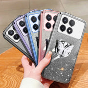 For Redmi K70 / K70 Pro Plated Gradient Glitter Butterfly Holder TPU Phone Case(Purple)