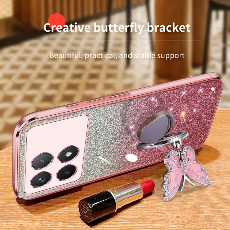 For Redmi K70 / K70 Pro Plated Gradient Glitter Butterfly Holder TPU Phone Case(Silver)