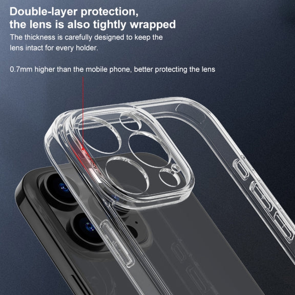 For iPhone 16 Pro Four Corner Airbag Transparent Glass Phone Case