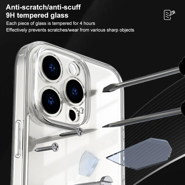 For iPhone 16 Plus Four Corner Airbag Transparent Glass Phone Case