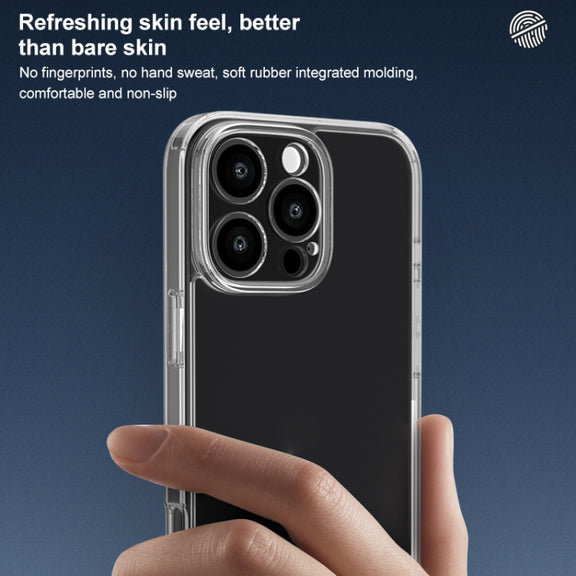For iPhone 16 Pro Four Corner Airbag Transparent Glass Phone Case
