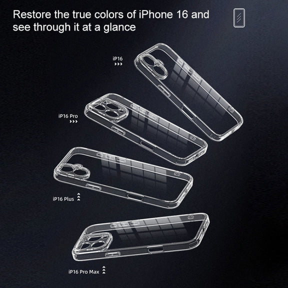 For iPhone 16 Pro Four Corner Airbag Transparent Glass Phone Case