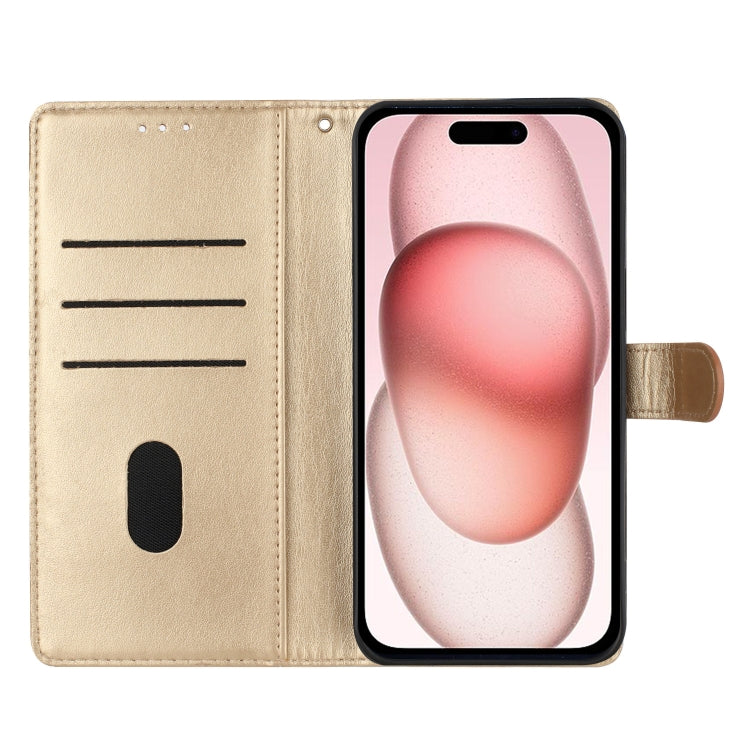 For iPhone 16 Plus Butterflies and Flowers Leather Phone Case(Gold) - iPhone 16 Plus Cases by PMC TechLife | Online Shopping South Africa | PMC TechLife | Buy Now Pay Later Mobicred