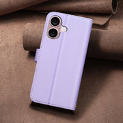 For iPhone 16 Plus Square Texture Leather Phone Case(Purple)