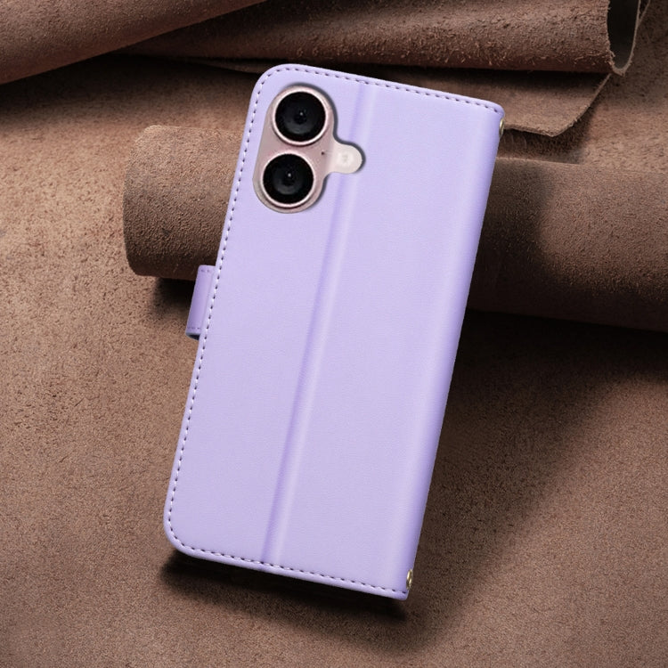 For iPhone 16 Plus Square Texture Leather Phone Case(Purple)