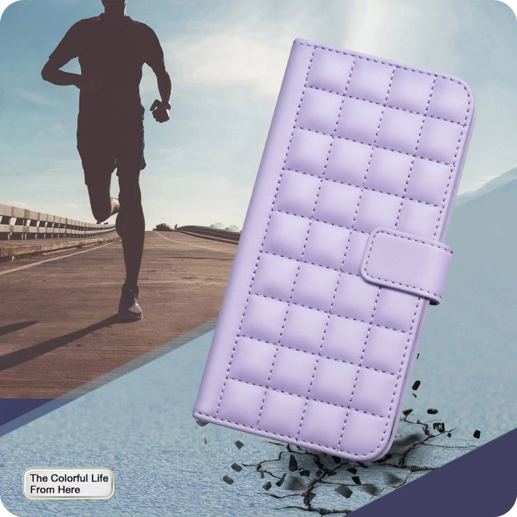For iPhone 16 Plus Square Texture Leather Phone Case(Purple)