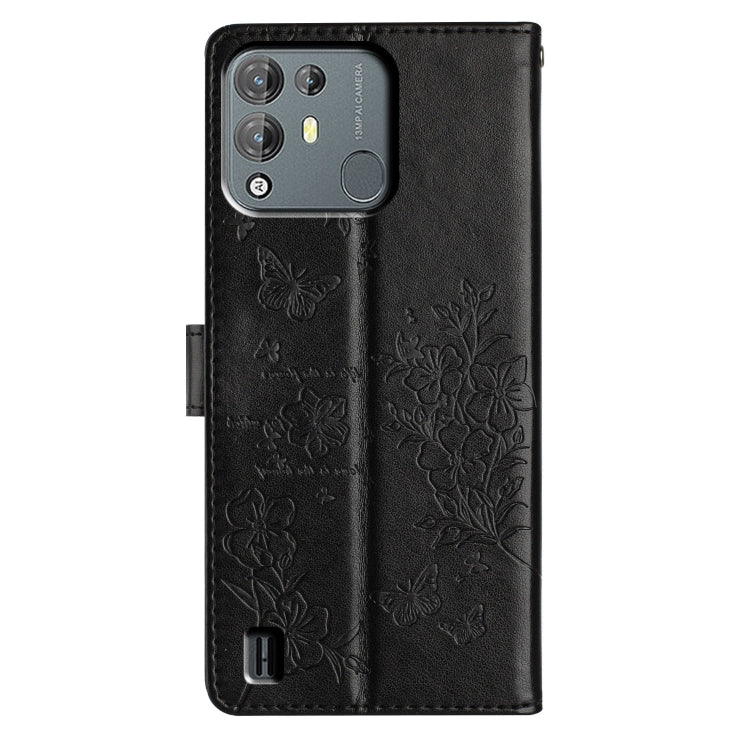 For Blackview A55 Pro Butterflies and Flowers Leather Phone Case(Black) - More Brand by PMC TechLife | Online Shopping South Africa | PMC TechLife | Buy Now Pay Later Mobicred