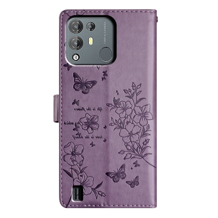 For Blackview A55 Pro Butterflies and Flowers Leather Phone Case(Purple) - More Brand by PMC TechLife | Online Shopping South Africa | PMC TechLife | Buy Now Pay Later Mobicred