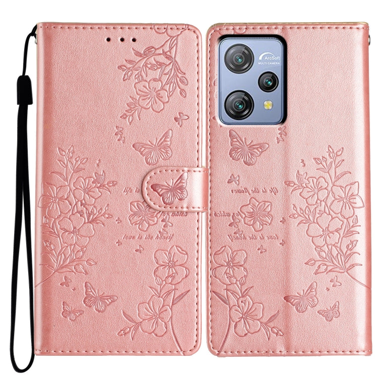 For Blackview A53 / A53 Pro Butterflies and Flowers Leather Phone Case(Rose Gold) - More Brand by PMC TechLife | Online Shopping South Africa | PMC TechLife | Buy Now Pay Later Mobicred