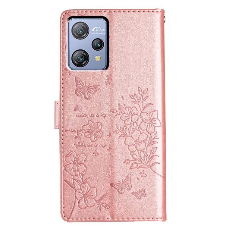 For Blackview A53 / A53 Pro Butterflies and Flowers Leather Phone Case(Rose Gold) - More Brand by PMC TechLife | Online Shopping South Africa | PMC TechLife | Buy Now Pay Later Mobicred
