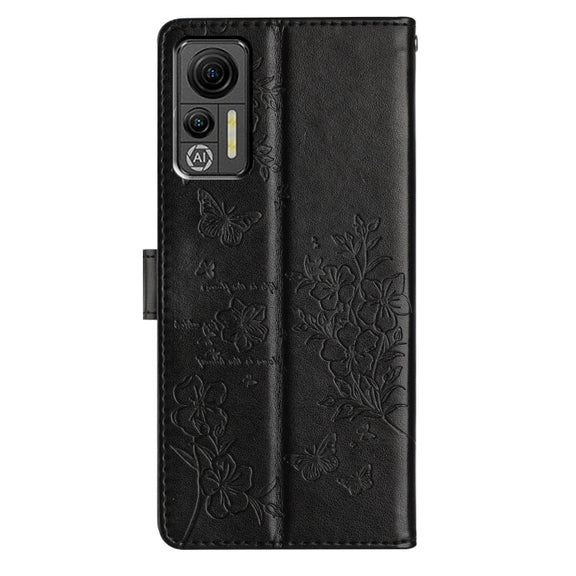For Ulefone Note 14 Butterflies and Flowers Leather Phone Case(Black)
