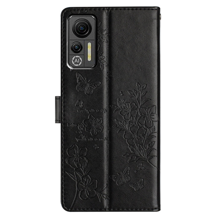 For Ulefone Note 14 Butterflies and Flowers Leather Phone Case(Black)