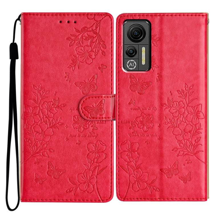 For Ulefone Note 14 Butterflies and Flowers Leather Phone Case(Red) - Ulefone Cases by PMC Jewellery | Online Shopping South Africa | PMC Jewellery | Buy Now Pay Later Mobicred