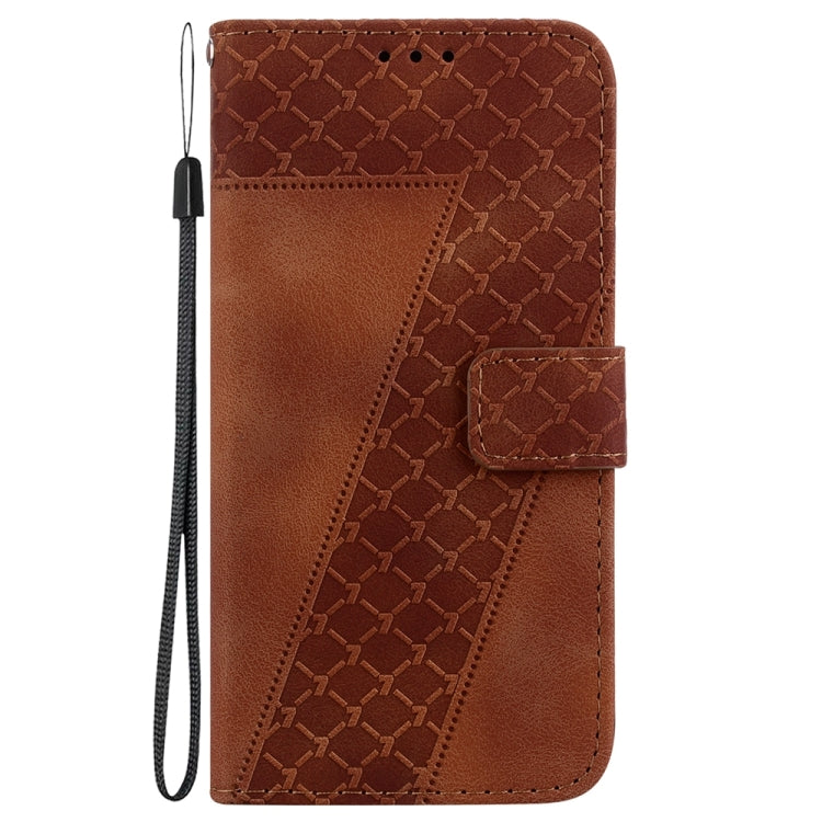 For Samsung Galaxy S25 5G Seven-shaped Embossed Leather Phone Case(Brown) - Galaxy S25 5G Cases by PMC Jewellery | Online Shopping South Africa | PMC Jewellery | Buy Now Pay Later Mobicred