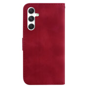 For Samsung Galaxy S25 5G Seven-shaped Embossed Leather Phone Case(Red)