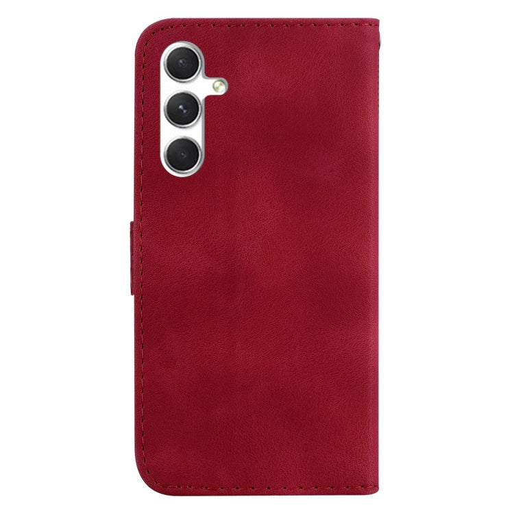 For Samsung Galaxy S25 5G Seven-shaped Embossed Leather Phone Case(Red)