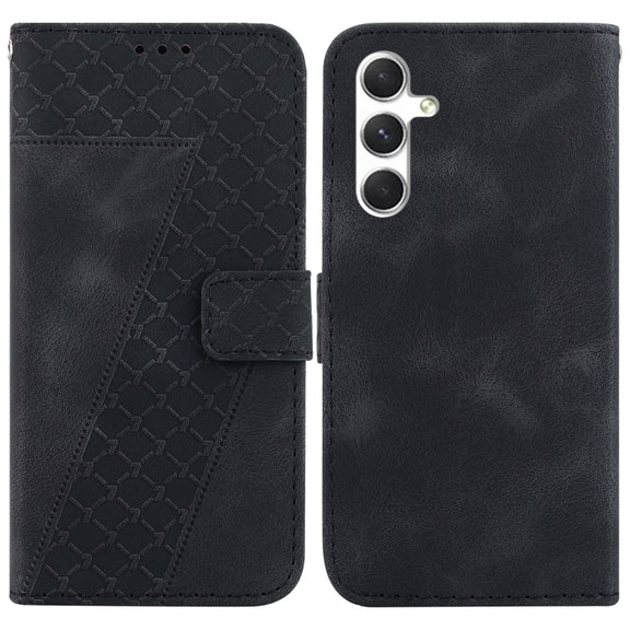 For Samsung Galaxy S25 5G Seven-shaped Embossed Leather Phone Case(Black)