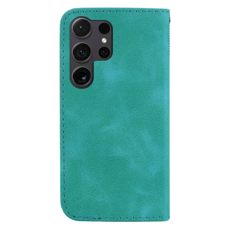 For Samsung Galaxy S25 Ultra 5G Seven-shaped Embossed Leather Phone Case(Green) - Galaxy S25 Ultra 5G Cases by PMC Jewellery | Online Shopping South Africa | PMC Jewellery | Buy Now Pay Later Mobicred