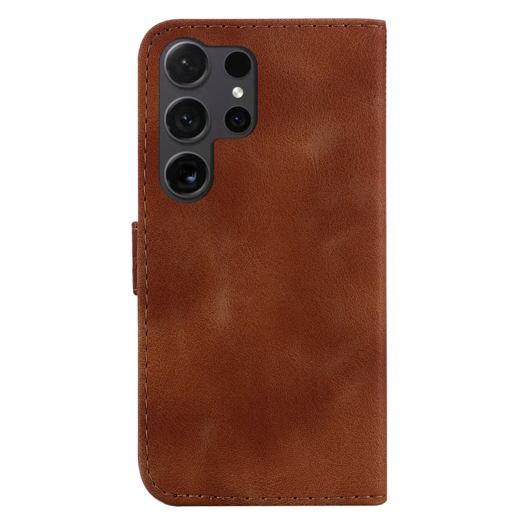 For Samsung Galaxy S25 Ultra 5G Seven-shaped Embossed Leather Phone Case(Brown)