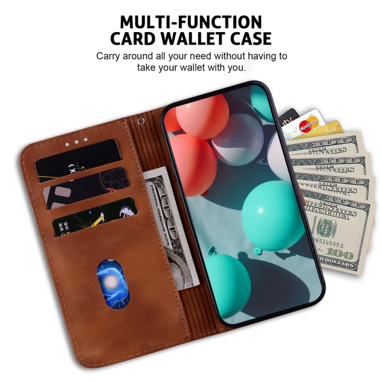 For Samsung Galaxy S25 Ultra 5G Seven-shaped Embossed Leather Phone Case(Brown)