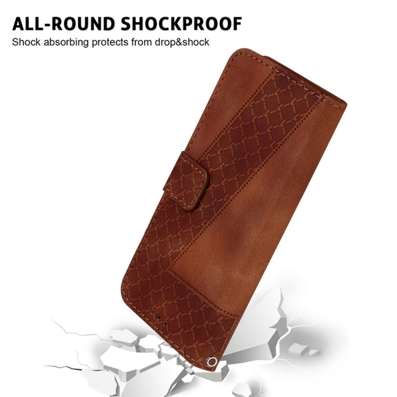 For Samsung Galaxy S25 Ultra 5G Seven-shaped Embossed Leather Phone Case(Brown)
