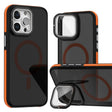For iPhone 16 Pro Magsafe Dual-Color Skin Feel Lens Film Phone Case with Lens Fold Holder(Orange) - iPhone 16 Pro Cases by PMC TechLife | Online Shopping South Africa | PMC TechLife | Buy Now Pay Later Mobicred