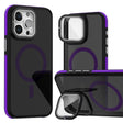 For iPhone 16 Pro Magsafe Dual-Color Skin Feel Lens Film Phone Case with Lens Fold Holder(Purple) - More iPhone Cases by PMC TechLife | Online Shopping South Africa | PMC TechLife | Buy Now Pay Later Mobicred