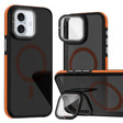 For iPhone 16 Magsafe Dual-Color Skin Feel Lens Film Phone Case with Lens Fold Holder(Orange) - free shipping - PMC TechLife - Order now!