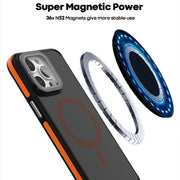 For iPhone 16 Pro Magsafe Dual-Color Skin Feel Lens Film Phone Case with Lens Fold Holder(Red)
