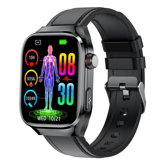 TK16 2.04 inch LCD Screen Leather Strap Smart Watch Supports Wellness Tracking(Black)