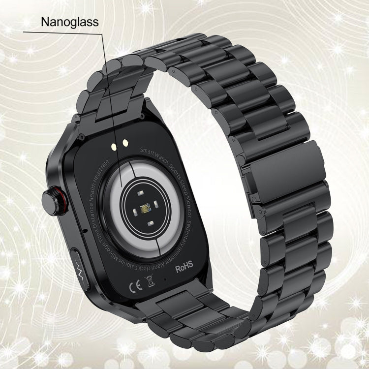 TK16 2.04 inch LCD Screen Leather Strap Smart Watch Supports Wellness Tracking(Black)