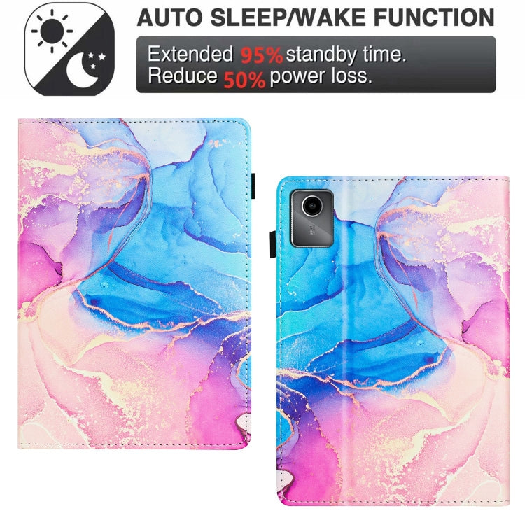 For Lenovo Tab M11/ Xiaoxin Pad 11 2024 Marble Litchi Leather Smart Tablet Case(Pink Blue) - free shipping - PMC Jewellery - Order now!