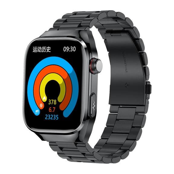 TK16 2.04 inch LCD Screen Steel Strap Smart Watch Supports Wellness Tracking(Black)