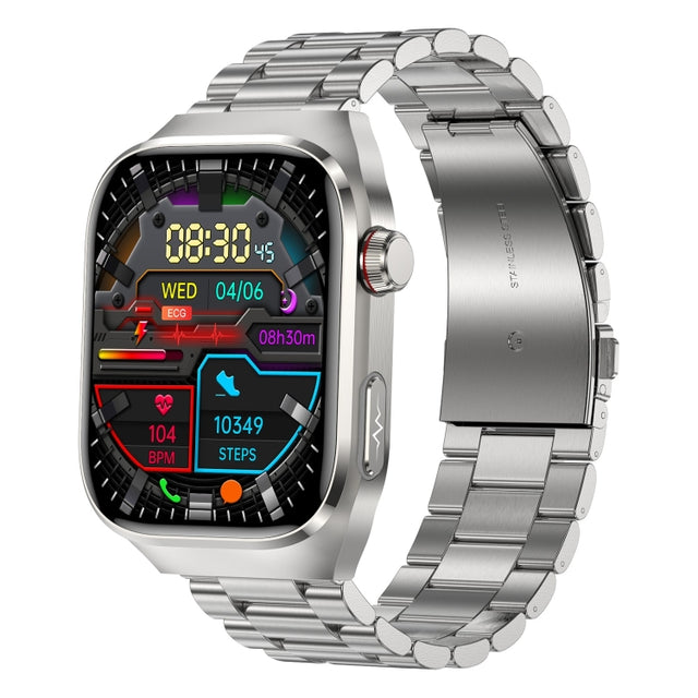 TK16 2.04 inch LCD Screen Steel Strap Smart Watch Supports Wellness Tracking(Silver)