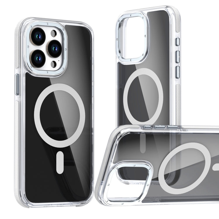 For iPhone 16 Pro Magsafe Dual-Color Transparent Black Full Coverage Phone Case(White) - iPhone 16 Pro Cases by PMC TechLife | Online Shopping South Africa | PMC TechLife | Buy Now Pay Later Mobicred
