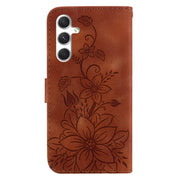 For Samsung Galaxy S25 5G Lily Embossed Leather Phone Case(Brown)