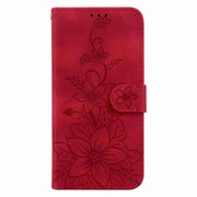 For Samsung Galaxy S25 5G Lily Embossed Leather Phone Case(Red)