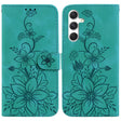For Samsung Galaxy S25+ 5G Lily Embossed Leather Phone Case(Green) - Galaxy S25+ 5G Cases by PMC Jewellery | Online Shopping South Africa | PMC Jewellery | Buy Now Pay Later Mobicred