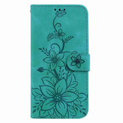 For Samsung Galaxy S25+ 5G Lily Embossed Leather Phone Case(Green)