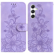 For Samsung Galaxy S25+ 5G Lily Embossed Leather Phone Case(Purple)