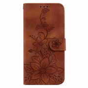 For Samsung Galaxy S25+ 5G Lily Embossed Leather Phone Case(Brown)