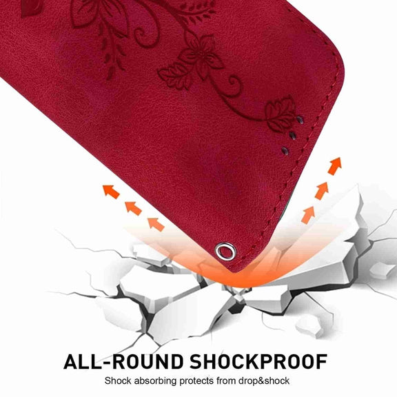 For Samsung Galaxy S25+ 5G Lily Embossed Leather Phone Case(Red)