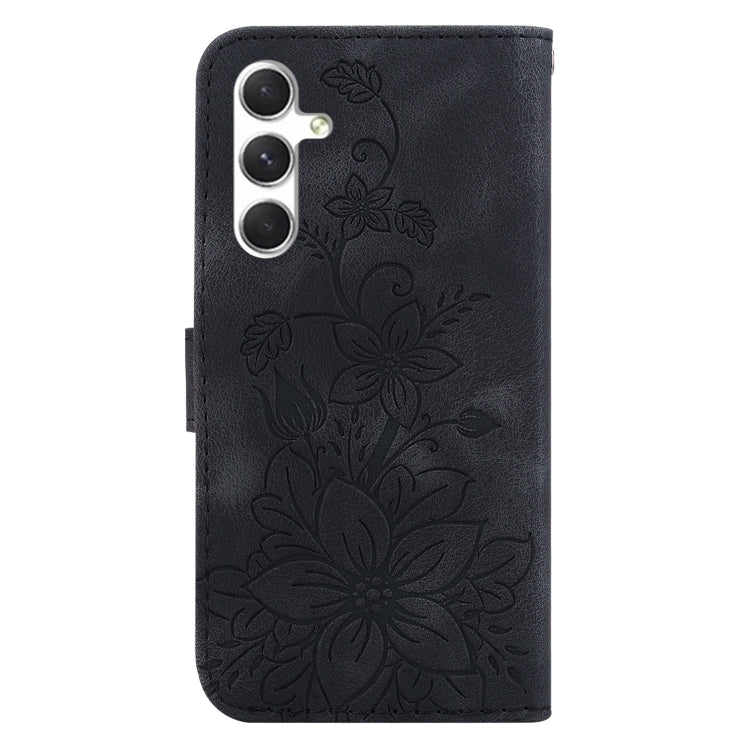 For Samsung Galaxy S25+ 5G Lily Embossed Leather Phone Case(Black)