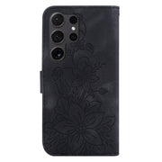 For Samsung Galaxy S25 Ultra 5G Lily Embossed Leather Phone Case(Black)
