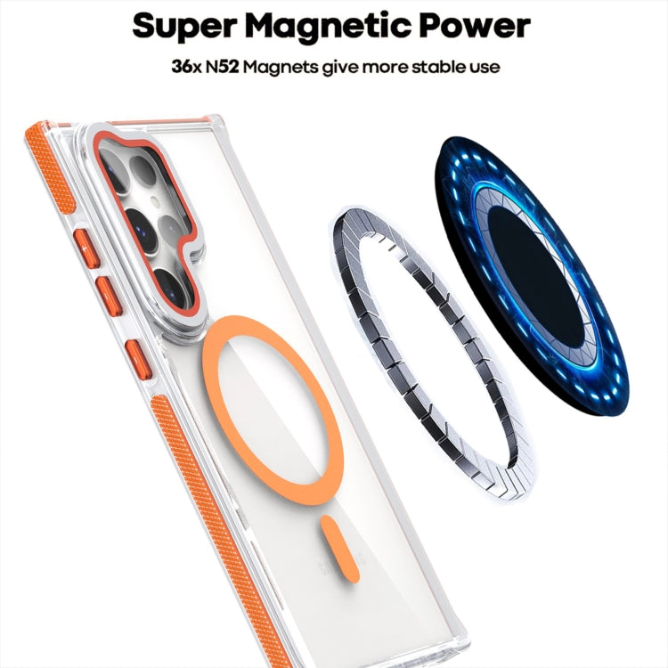 For Samsung Galaxy S24 Ultra 5G Dual-Color Clear Acrylic Hybrid TPU MagSafe Lens Film Phone Case with Holder(Gray) - free shipping - PMC Jewellery - Order now!