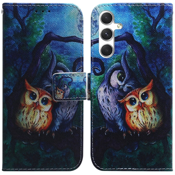 For Samsung Galaxy S25 5G Coloured Drawing Flip Leather Phone Case(Oil Painting Owl)